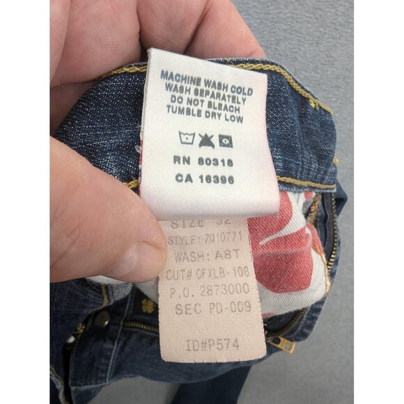 Lucky Brand Dungarees Jeans Mens 32x32 Blue Classic Fit Straight Leg Zip Fly - Picture 16 of 16